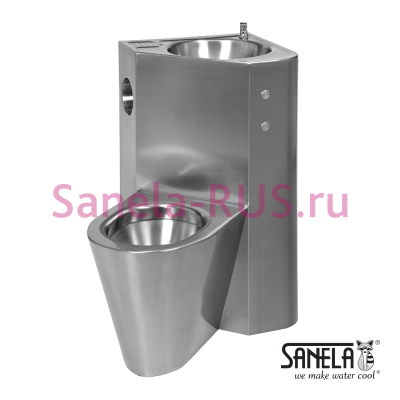 Угловой унитаз налево с умывальником и пьезо кнопками SLWN 18LP арт: 94186 Sanela Чехия (фото, схема)