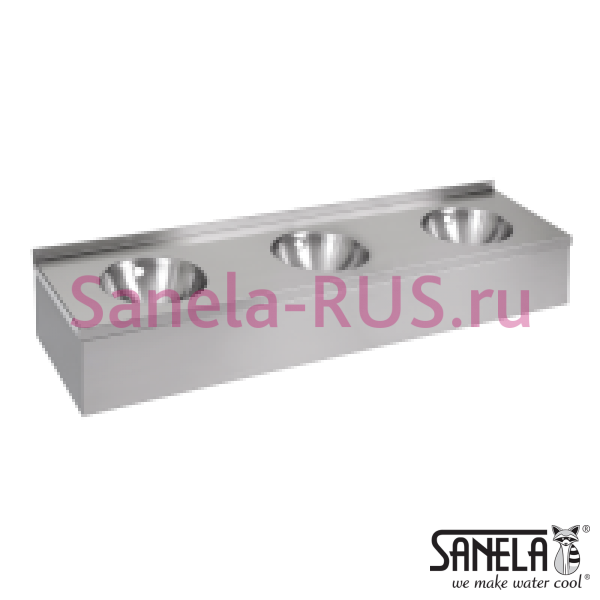 Нержавеющая раковина с тремя чашами с облицовкой SLUN 20P